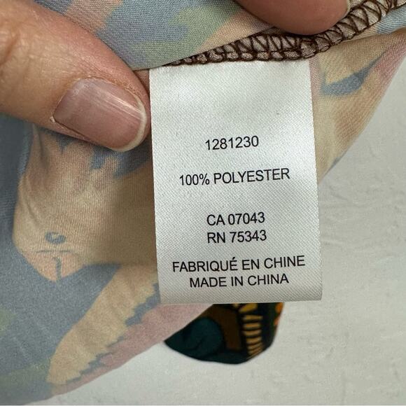 Rachel Zoe Colorful Tropical Print Button Down Shirt Womens XS Bird Palm Tree - Picture 6 of 11